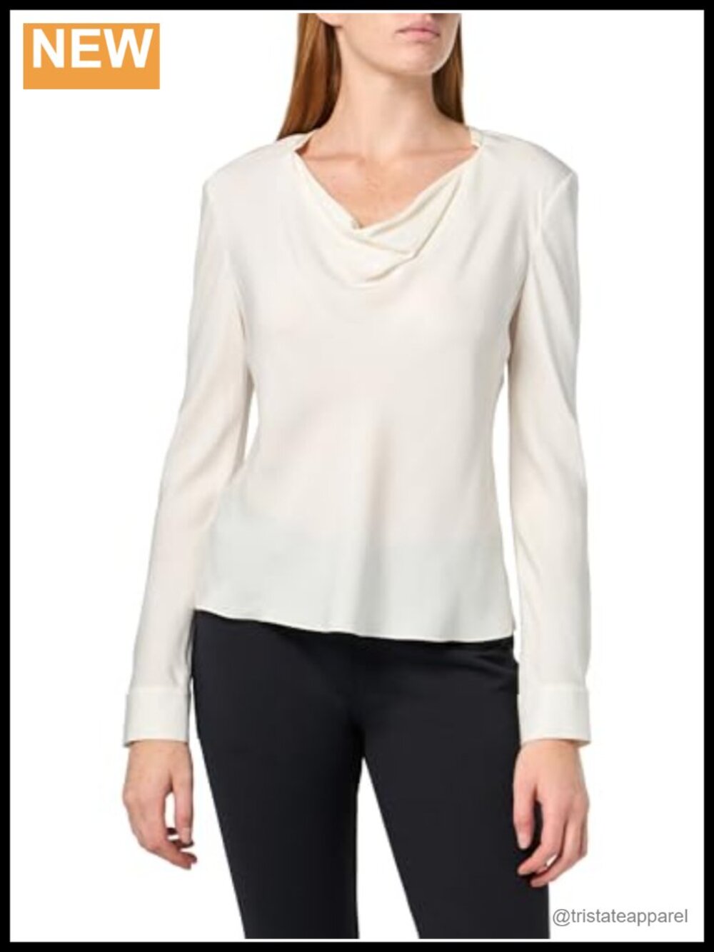 Silk Long Sleeve Cowl Neck Blouse Drape Bias Cut Top